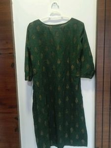 Green Kurta with Golden Print
