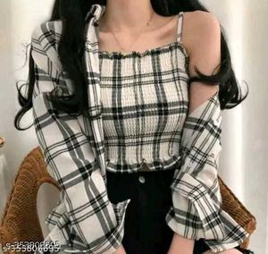 Pink Plaid Layered Top