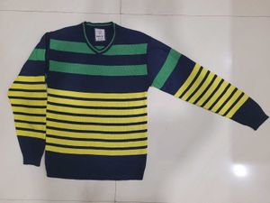 Striped V-Neck Knit Sweater