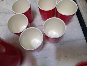 Red jug and 6 glass Set