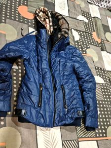 Blue Quilted Puffer Jacket hoody imported winters