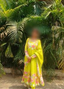 Vibrant parrot Green anarkali Set with Floral Embr