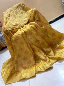 Beautiful Yellow saree with Tassels