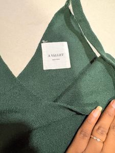 Green Ribbed Spaghetti Strap Dress