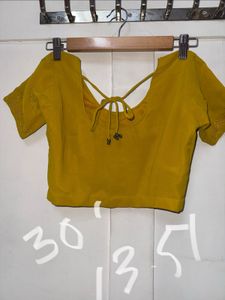Mustard Yellow Sequin and Embroidery Blouse