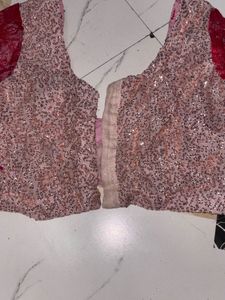 Stunning Sequined Saree with Red Border