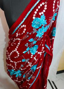 uquin sequence hand work 💯 saree 🔥
