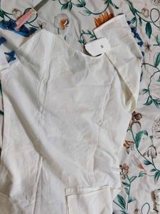 White Kurta Set with Blue Embroidery