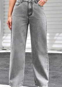 Gray Wide Leg Denim Jeans
