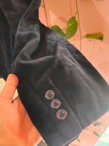 Dark Blue Velvet Blazer