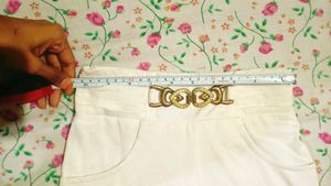White Palazzo Pants with Gold Chain Detail