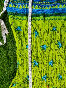 Flourescent green 💚 tunic with blue origami birds