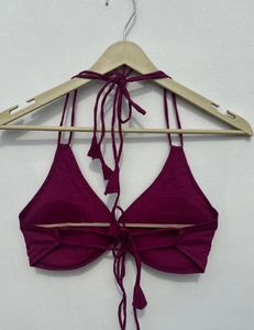 Wine Plain Snail Shape Padded blouse