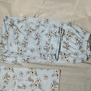 Blue Floral Print Kurta