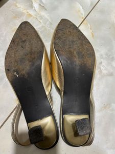Elegant Gold Embellished Slingback Heels
