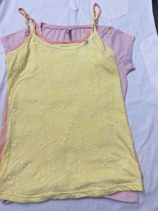 Yellow Floral Embroidered Cami Top