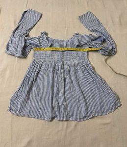 Blue Striped Off-Shoulder Top