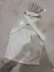 Sparkling Chain Halter Neck Top