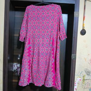 Vibrant Pink Printed Kurta