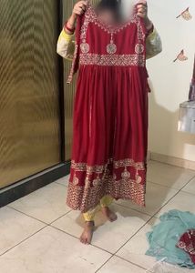 Elegant Maroon Embroidered Anarkali Suit