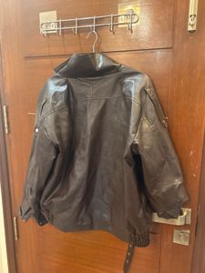 Brown Faux Leather Moto Jacket