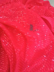 Ready To Wear Saaree Sequence Red Saree.