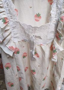 Cute Strawberry Print Pajama Top