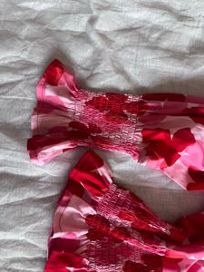 Chic Pink Floral Smocked Blouse