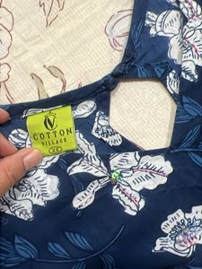 Navy Blue Floral Print Dress