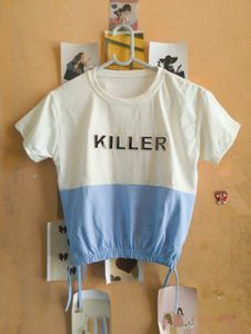 ❤️Two-tone Crop Top with "Killer" Print❤️