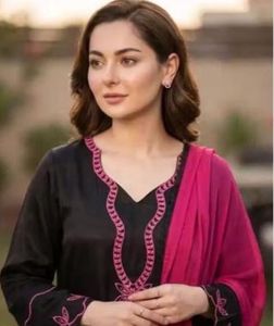 Elegant Black Kurta Set with Pink Embroidery