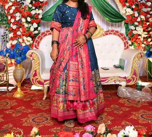 Elegant Blue and Pink Lehenga Choli