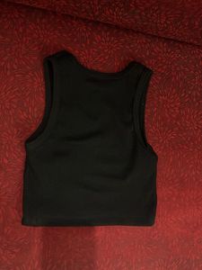 Black Ribbed Crop Top