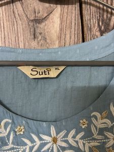 Elegant Blue Embroidered Dress