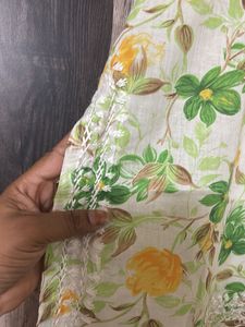 Floral Print Kurta with Embroidery