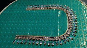 Elegant Blue & Silver Blouse Neckline