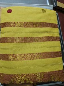Elegant Yellow Cotton Tant Benarasi Saree