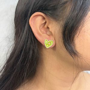 Heart Earrings - Green