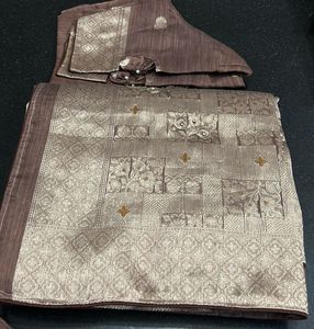 New-🪩Elegant Brown Saree with Blouse