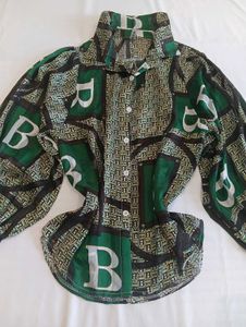 Green Oversized Printed Shirt