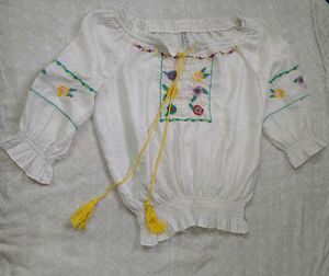 White Embroidered Bohemian Blouse/Top