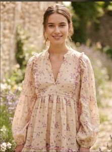 Floral Print Mini Dress with Puff Sleeves