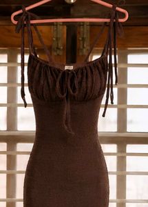 Y2K Brown Textured Dress
