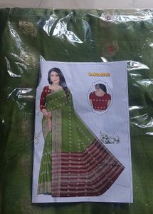 Elegant Green Saree with Maroon Border