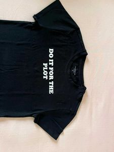 Black "Do It For The Plot" Crop Top