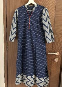 Navy Blue Polka Dot Kurta