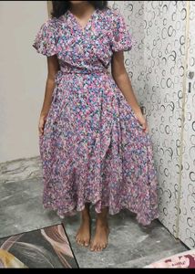 Chic Floral Print Wrap Midi Dress