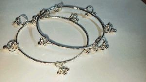 Elegant Silver Bangles with Bells