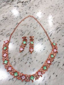 Boho Multi-Color Stone Necklace &amp; Earring Set