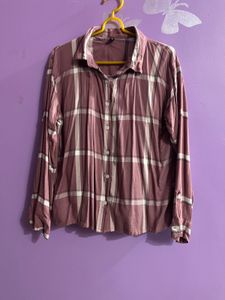 Maroon Plaid Button-Up Shirt